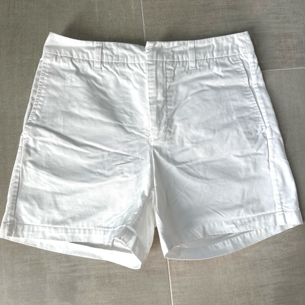 Women's White Flat Front Shorts